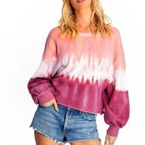 NWT Wildfox Women's Olivia Tie Dye Pullover Sweatshirt Size L Ruby Dove Dye $138